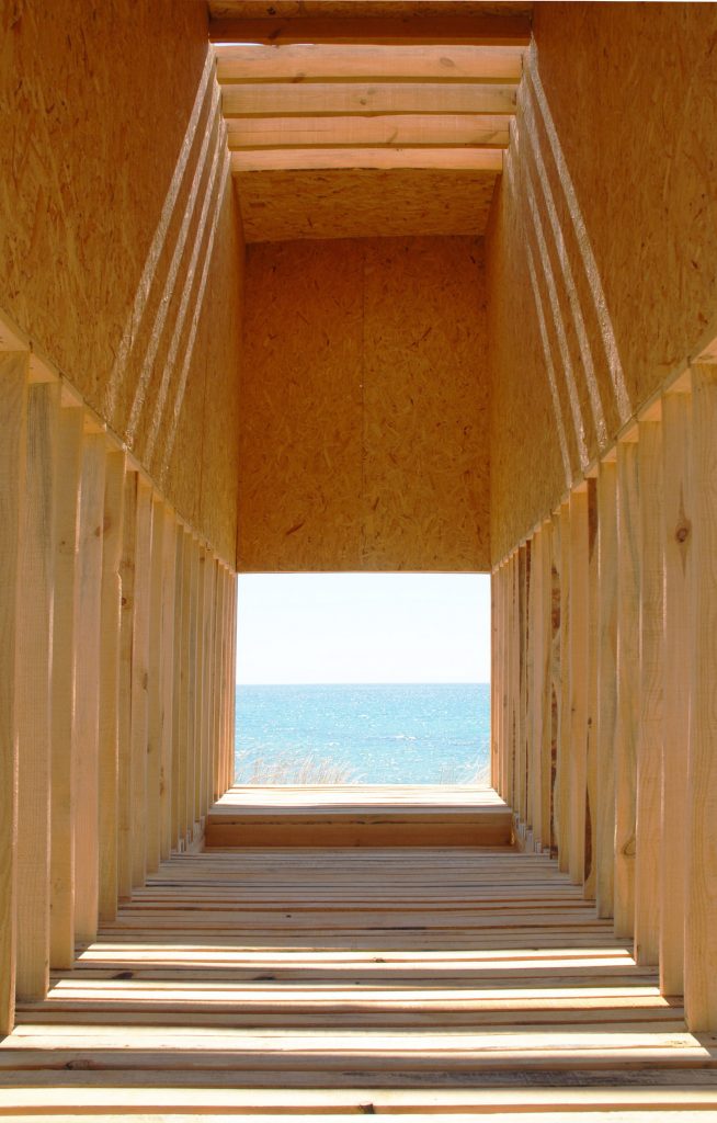 Interior of the chapel looking out to the sea