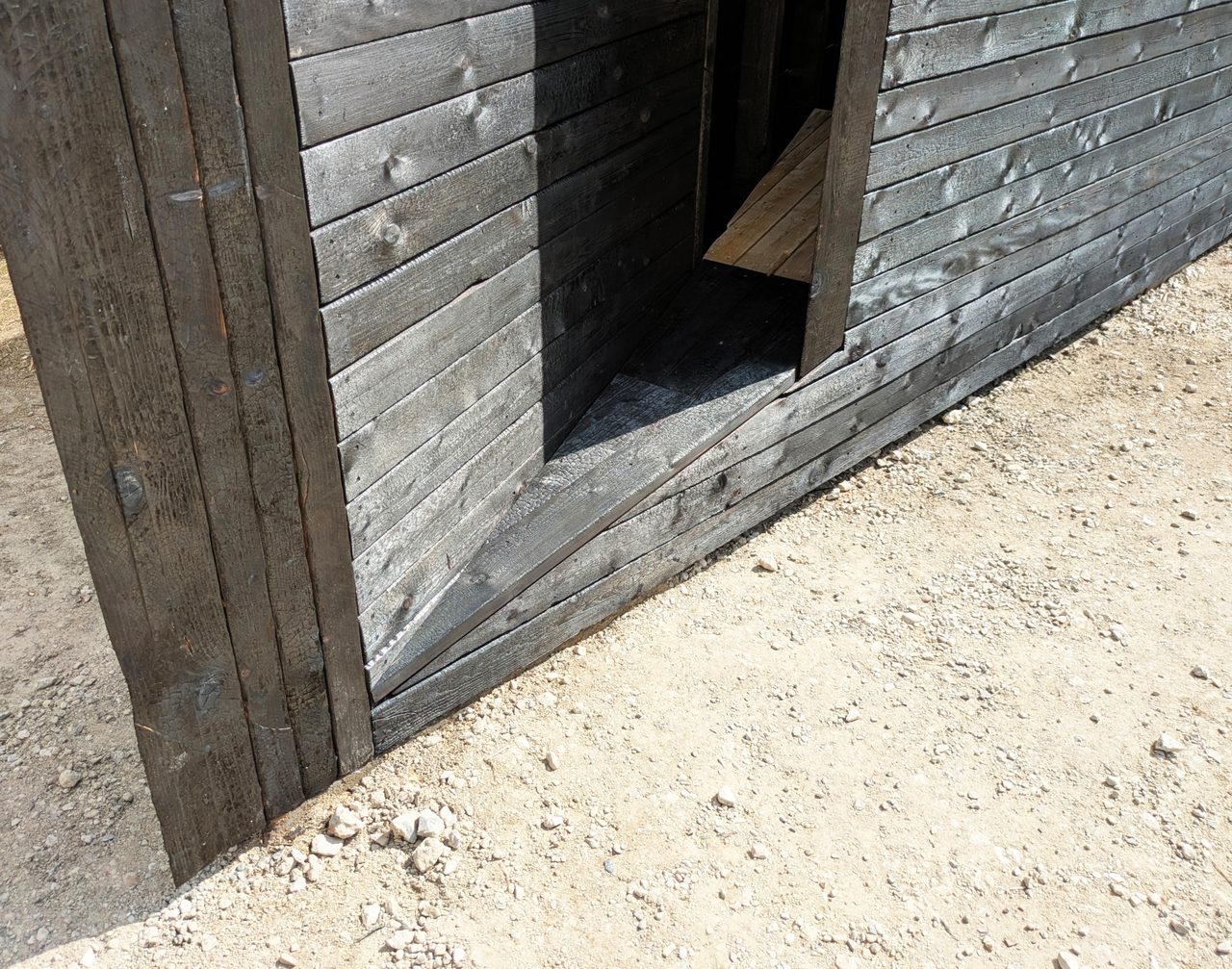 Step at the narrow entrance to the chapel