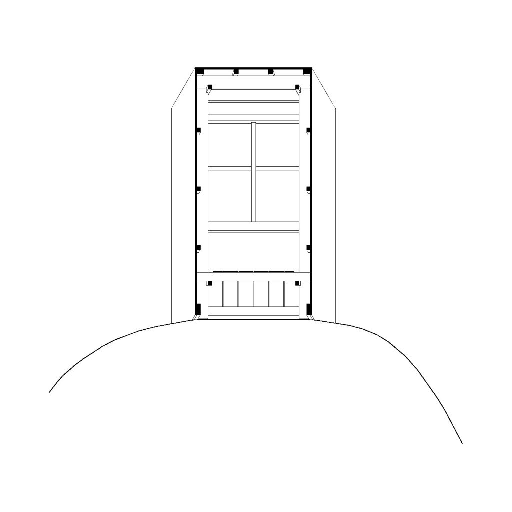 Section B drawing of Sliding Chapel