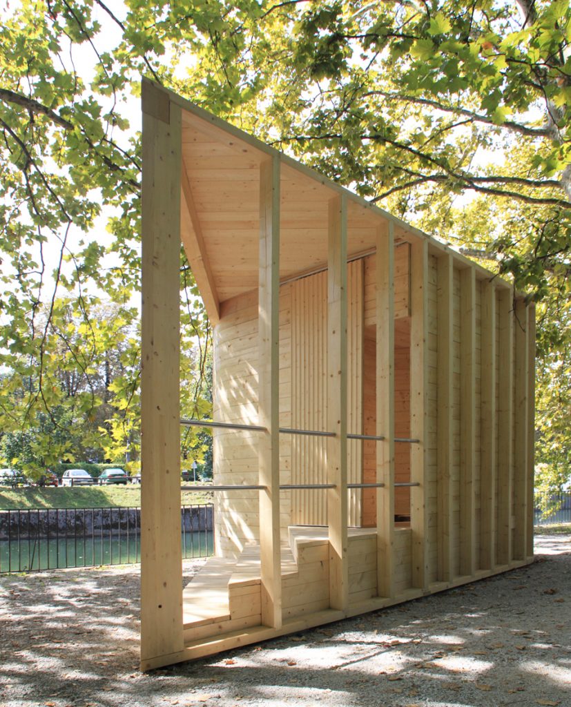 Arriving at the pavilion's covered entryway